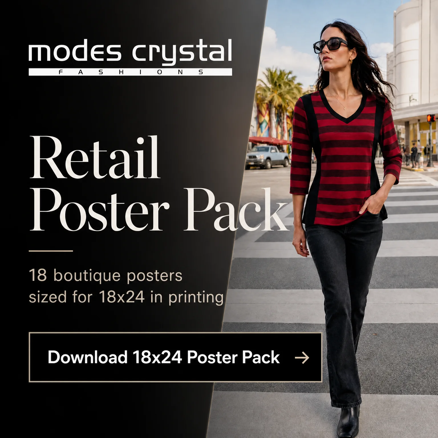Crystal Fashions Retail Poster Pack — download 18x24 boutique posters
