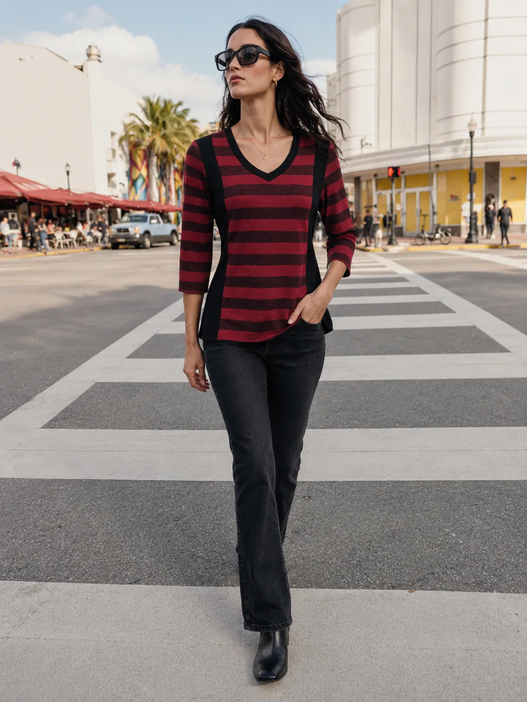 Stephanie Stripe Tops collection — Modes Crystal Fashions Fall/Winter 2026, sizes XS to XXXL
